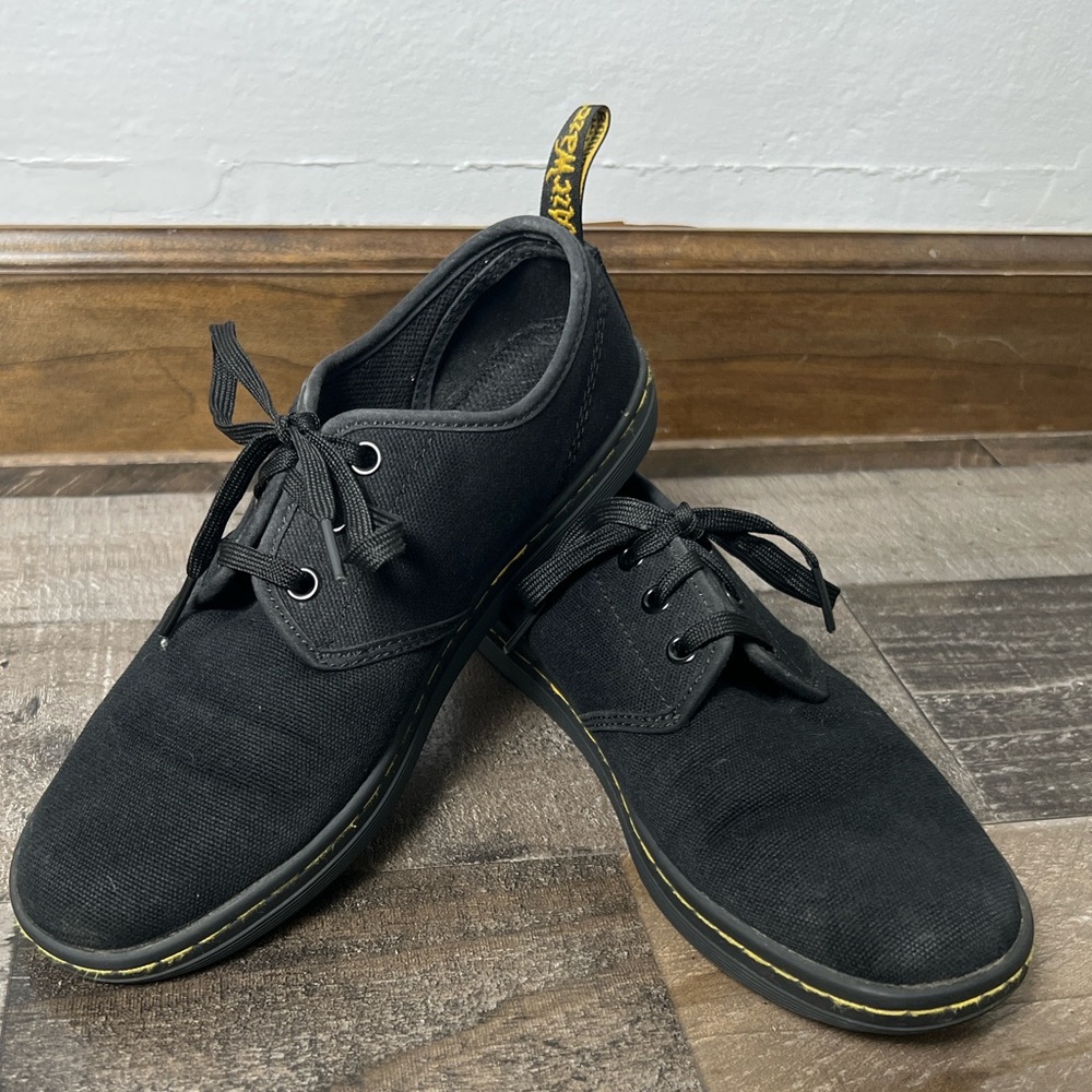 Dr. Martens Black Canvas Sneakers with Yellow Accents